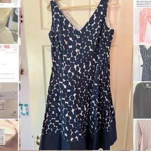 Navy Blue Polkadot formal dress